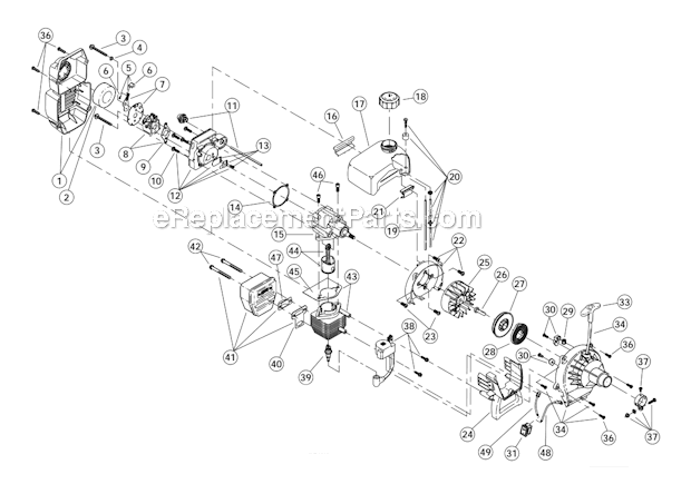 Engine Diagram and Parts List for Y28 41BDY28G000 Yard Machines Trimmer